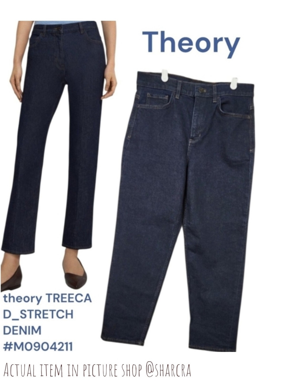Theory Women's Treeca D_Stretch Denim Jeans M0904211 ankle Crop straight leg 27